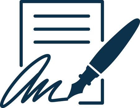 a pen and paper with a signature on it vector