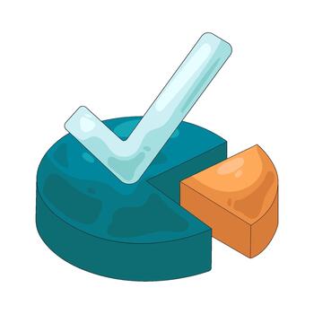 Illustration of Pie Chart with Check Mark vector