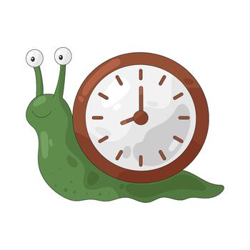 ilustración de caracol con reloj cáscara vector