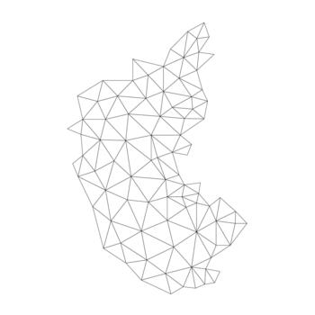 Karnataka State of India in network mesh Low polygonal map design vector