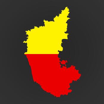 Karnataka State Map of India with State flag Color Isolated on Gradient Black Background vector