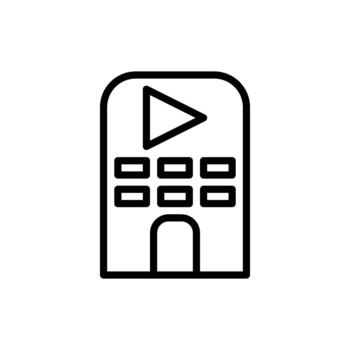 un minimalista línea Arte icono representando un remoto controlar con botones y un jugar símbolo. cine y película línea icono. aislado acortar Arte. vector