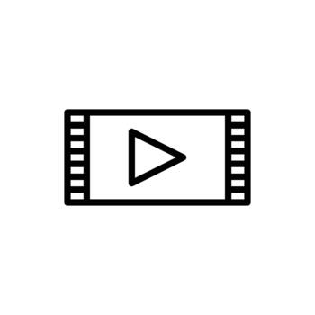 un minimalista línea Arte icono representando un jugar botón centrado dentro un película tira marco, simbolizando o medios de comunicación reproducción. cine y película línea icono. aislado acortar Arte. vector