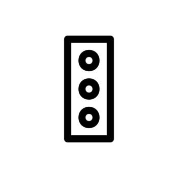 un minimalista icono representando un tráfico ligero con Tres circular luces apilado verticalmente dentro un rectangular marco. vector