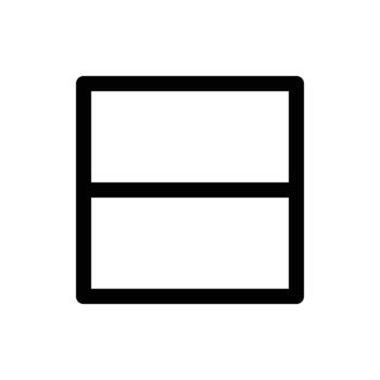 A minimalist illustration of a square divided into two equal rectangles by a horizontal line, creating a clean and balanced design. Laundry Line Icon. Isolated Clip Art. vector