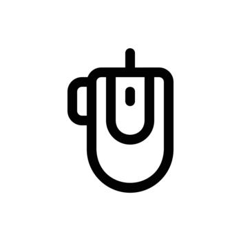 A minimalist black and white line drawing of a computer mouse, representing technology and digital interaction. vector