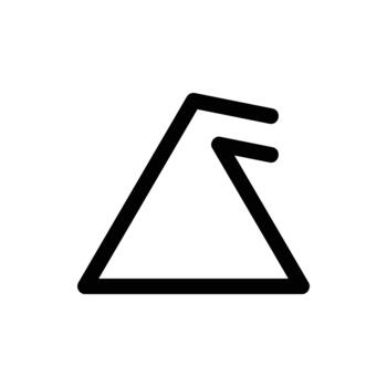 un minimalista resumen diseño presentando un triángulo con dos paralelo líneas adentro, creando un sentido de movimiento y enfocar. lavandería línea icono. aislado acortar Arte. vector