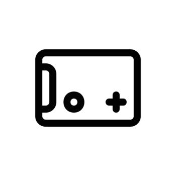 un minimalista negro y blanco línea dibujo de un Mano juego consola, presentando un direccional almohadilla y botones. vector