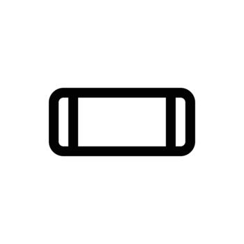 A minimalist icon featuring a hollow rectangle with rounded corners, presented in a bold black outline on a white background. vector