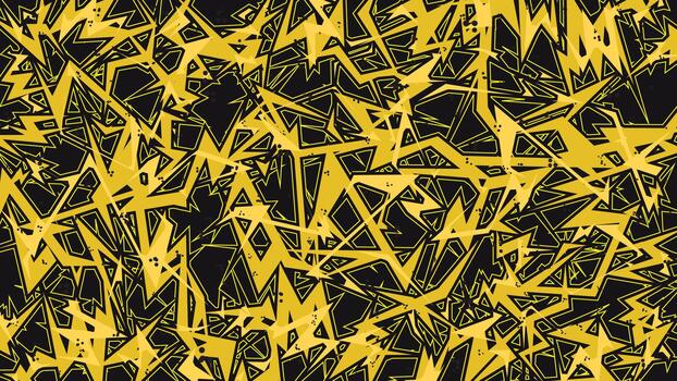 Bold Abstract Lightning Sharp Shapes Pattern in Yellow and Black with Chaotic Angled Lines for Sport Jersey Background and Streetwear Apparel vector