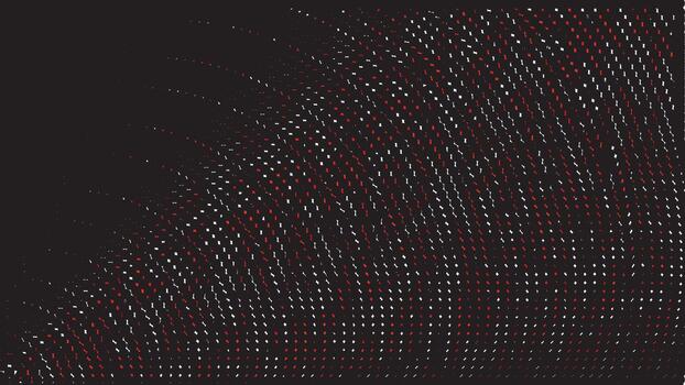 Gradient Halftone Dots Abstract Pattern with White Red Pixel Shapes on Black Background for Sport Jersey and Activewear Digital Print vector