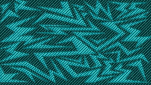 Neon Abstract Geometric Lightning Pattern with Turquoise Zigzag Shapes and Diagonal Line Texture for Modern Wallpaper Fabric and Dynamic Background Design vector