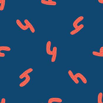 Seamless Pattern of Red numbers on Blue. The number four. vector