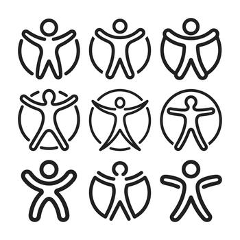 Abstract human figures in circles representing connection and community vector