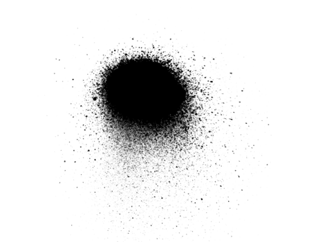 Circular Black Spray Paint Splat or Stain - Grunge Aerosol Dot Texture Element, Abstract White Paint Splash Texture png