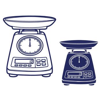 Two blue kitchen scales in different sizes for culinary accuracy and precise measurements ensuring consistent results for baking and cooking vector
