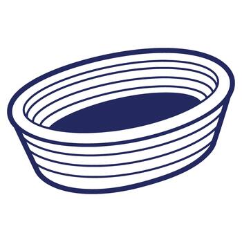 Stylized oval bread basket illustration with smooth lines and deep blue accents adding to the simple and clean graphic design element vector