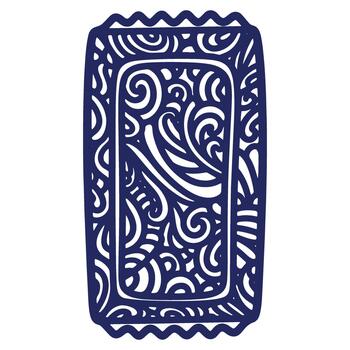 Abstract Rectangular Frame with Intricate Swirls and Decorative Edges in Deep Blue for Creative Design Projects vector