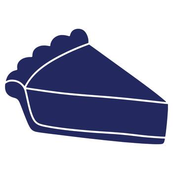 Delicious slice of pie for thanksgiving featuring a navy blue color palette and simple minimalist presentation vector