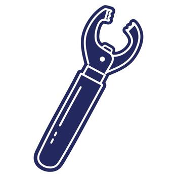 Isolated illustration of a blue and white spanner tool for tightening nuts and bolts in various mechanical applications and DIY projects vector