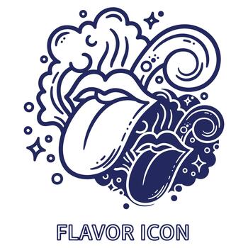 Taste exploration design with graphic tongue and lips and abstract swirls creating a flavorful icon for sensation vector