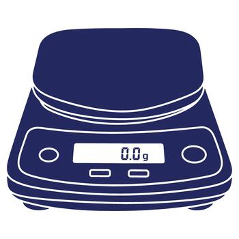 Digital Scale Illustration with Zero Grams Displayed for Measuring Ingredients and Weight Precisely in Dark Blue vector