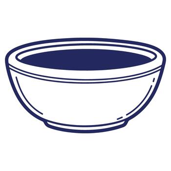 Isolated bowl with dark liquid ready for adding ingredients in a food preparation setting minimalist style illustration vector