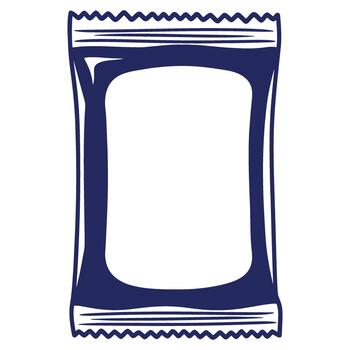 Isolated dark blue blank snack packet on white background ideal for branding and mockups with clean design vector