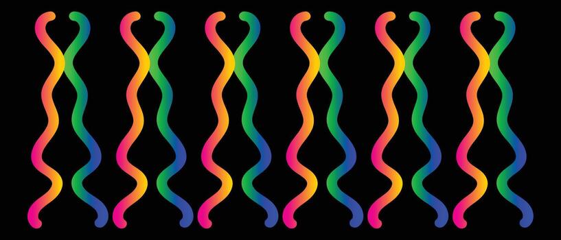 Vibrant gradient wavy intertwined lines abstract pattern design vector