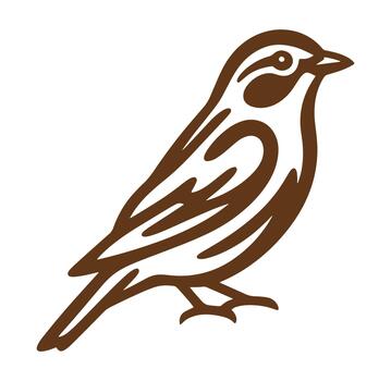 Silhouette of a simple sparrow bird in brown color isolated on a white background vector