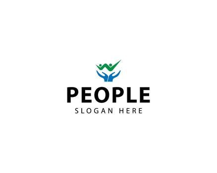 Simple people growth logo template. Startup symbol logo design illustration or teamwork progress.A72 vector