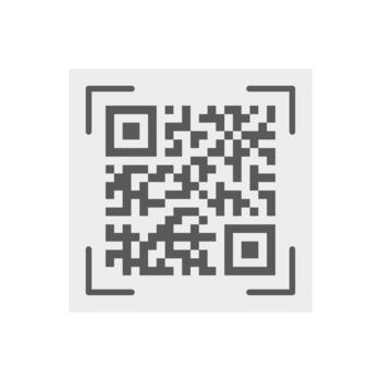 Qr code icon in square frame, scanning data symbol. Digital quick response code vector