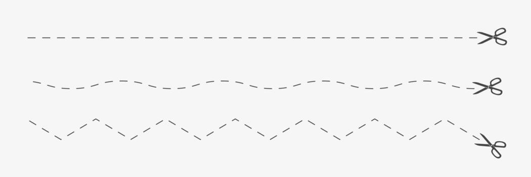 set of dotted line with scissor for place to cut vector