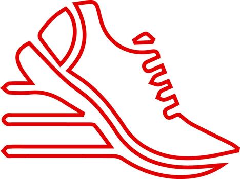 Dynamic red outline of a running shoe in motion vector