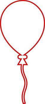 Simple red outline of a balloon with a wavy string vector