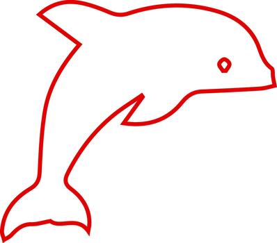 Simple outline of a jumping dolphin with red border vector