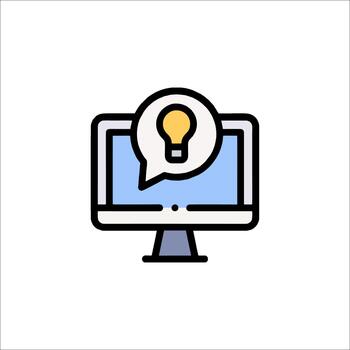 idea Generacion computadora con ligero bulbo en habla burbuja, creativo pensando vector