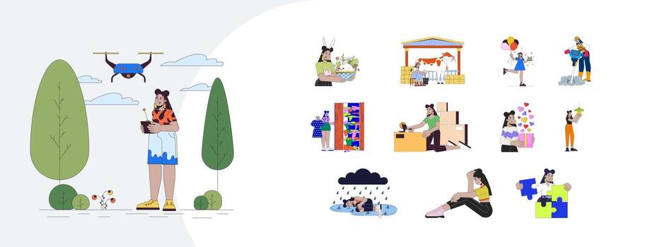 Person using a drone in a park vector