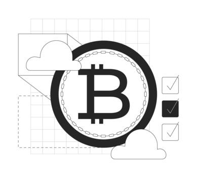 criptomoneda línea inducción ui ilustración. nube minería. cripto validación. bitcoin cheque marcas. financiero tecnología virtual moneda contorno 2d concepto aislado. tinta lineal metáfora Arte vector