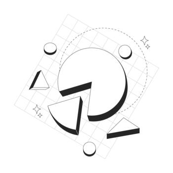 Statistics and data visualization line onboarding ui illustration. Exploded piechart. Analytics business. Pie chart with geometric shapes outline 2D concept isolated. Ink linear metaphor art vector