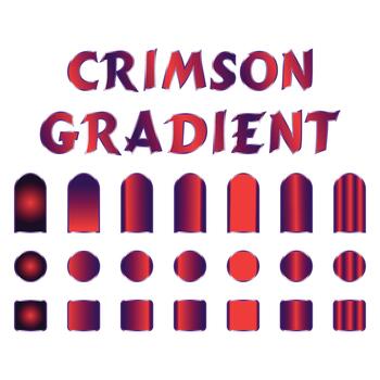 Crimson gradient text with shapes showing color transitions from purple to red on a white background vector