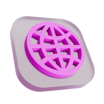 Impressionante rosa 3d reso globo icona su un' neutro smerigliato piazza base simboleggiante globale Rete, Internet accesso, e mondo comunicazione. png