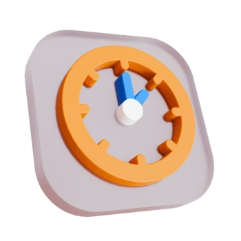 orange och blå 3d klocka ikon på en genomskinlig bas representerar tid förvaltning, schemaläggning, deadlines, och produktivitet. png