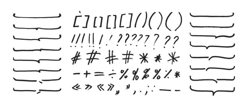 Marker felt pen or crayon doodle text frames, directions arrows and text marks emphasis scribbles collection. vector