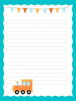 Template for notes with a small train. Perfect for notes and memos. vector