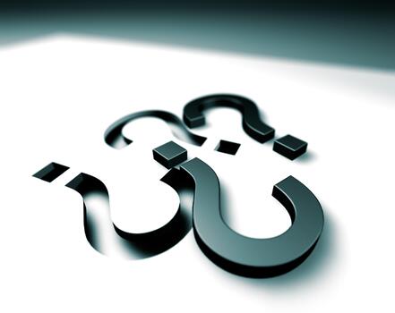 Question mark render.Question mark render over white background photo