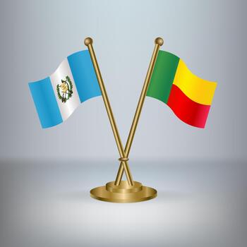 Guatemala and Benin table flag relation, with gradient background vector