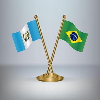 Guatemala and Brazil table flag relation, with gradient background vector