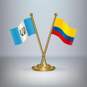 Guatemala and Colombia table flag relation, with gradient background vector