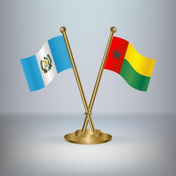 Guatemala and Guinea Bissau table flag relation, with gradient background vector